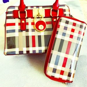 Burb Plaid Bag and Wallet Set